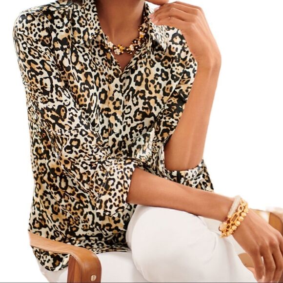 Talbots Classic Cotton Button Up in Leopard - Picture 1 of 10